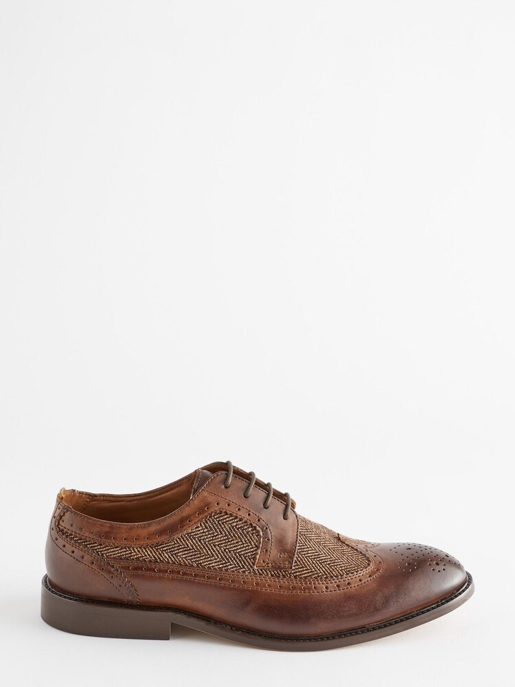 Brown Herringbone Longwing Brogues - Image 2 of 8