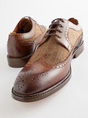 Brown Herringbone Longwing Brogues - Image 4 of 8