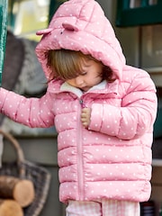 JoJo Maman Bébé Pink Spot Mouse Puffer Jacket - Image 1 of 4