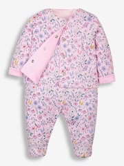 Rosa floral - Conjunto de 2 piezas con pijama tipo pelele y chaqueta de terciopelo de Jojo Maman Bébé - Imagen 3 de 8