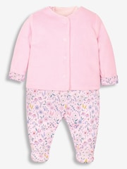 Rosa floral - Conjunto de 2 piezas con pijama tipo pelele y chaqueta de terciopelo de Jojo Maman Bébé - Imagen 5 de 8