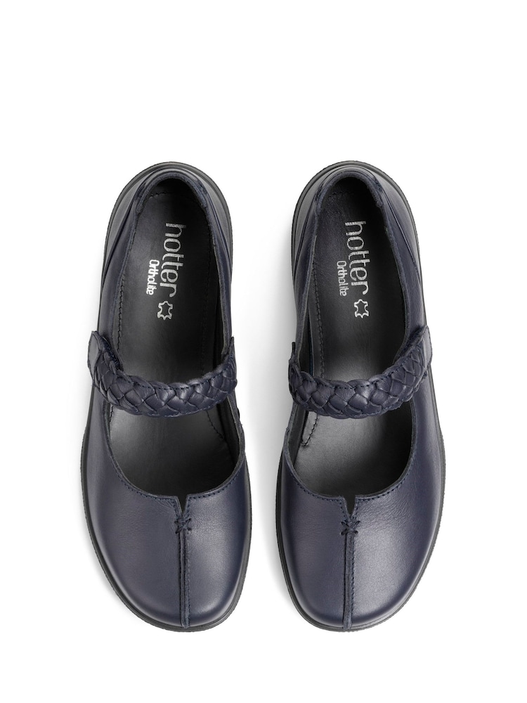 Hotter Navy Standard Fit Shake II Touch Fastening Leather Shoes - Image 3 of 4