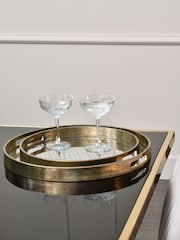 Libra Interiors Set of 2 Gold Trays With Delicate Scallop Design - Image 1 of 4