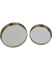 Libra Interiors Set of 2 Gold Trays With Delicate Scallop Design - Image 2 of 4