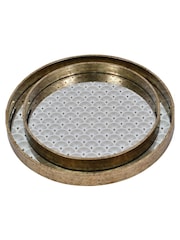Libra Interiors Set of 2 Gold Trays With Delicate Scallop Design - Image 3 of 4