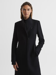 Reiss Black Mia Wool Blend Mid-Length Coat - Image 3 of 6