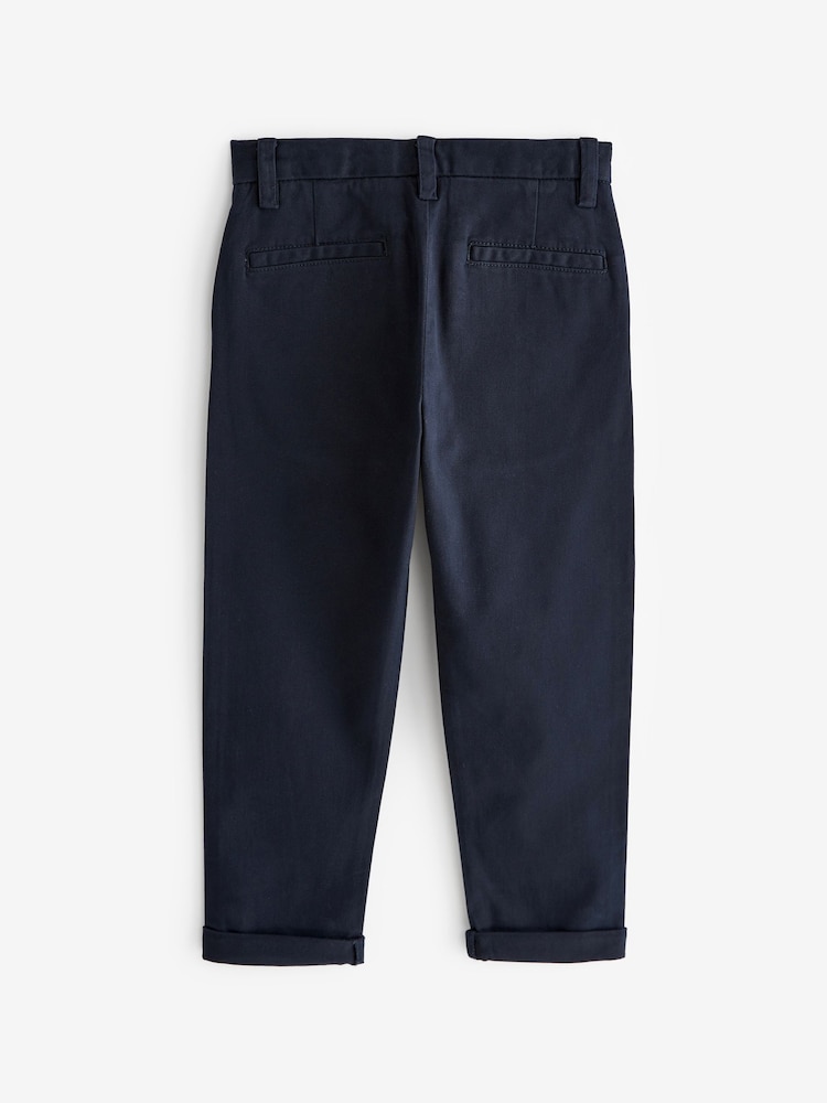 Navy Blue Tapered Loose Fit Stretch Chino Trousers (3-17yrs) - Image 2 of 3 Navy Blue Tapered Loose Fit Stretch Chino Trousers (3-17yrs) - Image 2 of 3