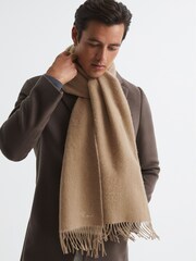 Camel - Reiss Picton Wool and Cashmere Scarf - Image 4 of 4