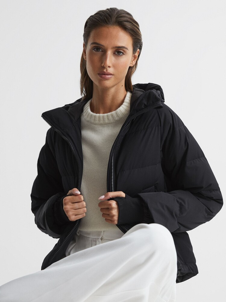 Reiss Black Arya Short Puffer Jacket - Image 1 of 7