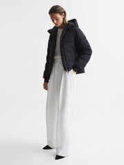 Reiss Black Arya Short Puffer Jacket - Image 3 of 7