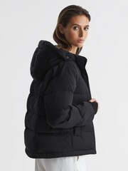 Reiss Black Arya Short Puffer Jacket - Image 5 of 7
