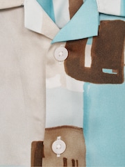 Reiss Teal Deekay 4-9 yrs Slim Fit Cuban Collar Abstract Print Shirt - Image 6 of 6