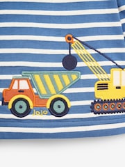 JoJo Maman Bébé Blue Stripe Vehicles Appliqué Border Top - Image 2 of 2