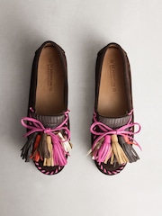 Chocolate Brown N.Premium Suede Leather Tassel Moccasins - Image 1 of 5