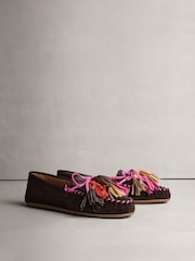 Chocolate Brown N.Premium Suede Leather Tassel Moccasins - Image 2 of 5