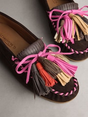 Chocolate Brown N.Premium Suede Leather Tassel Moccasins - Image 4 of 5