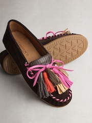Chocolate Brown N.Premium Suede Leather Tassel Moccasins - Image 5 of 5