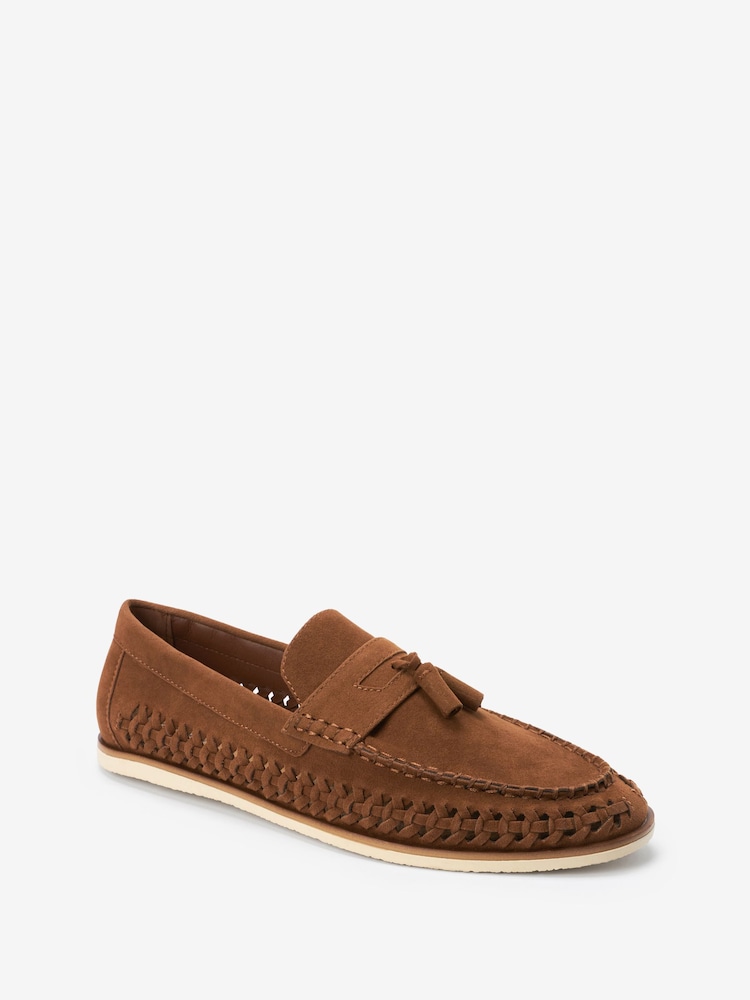 Tan Brown Tassel Loafers - Image 3 of 5