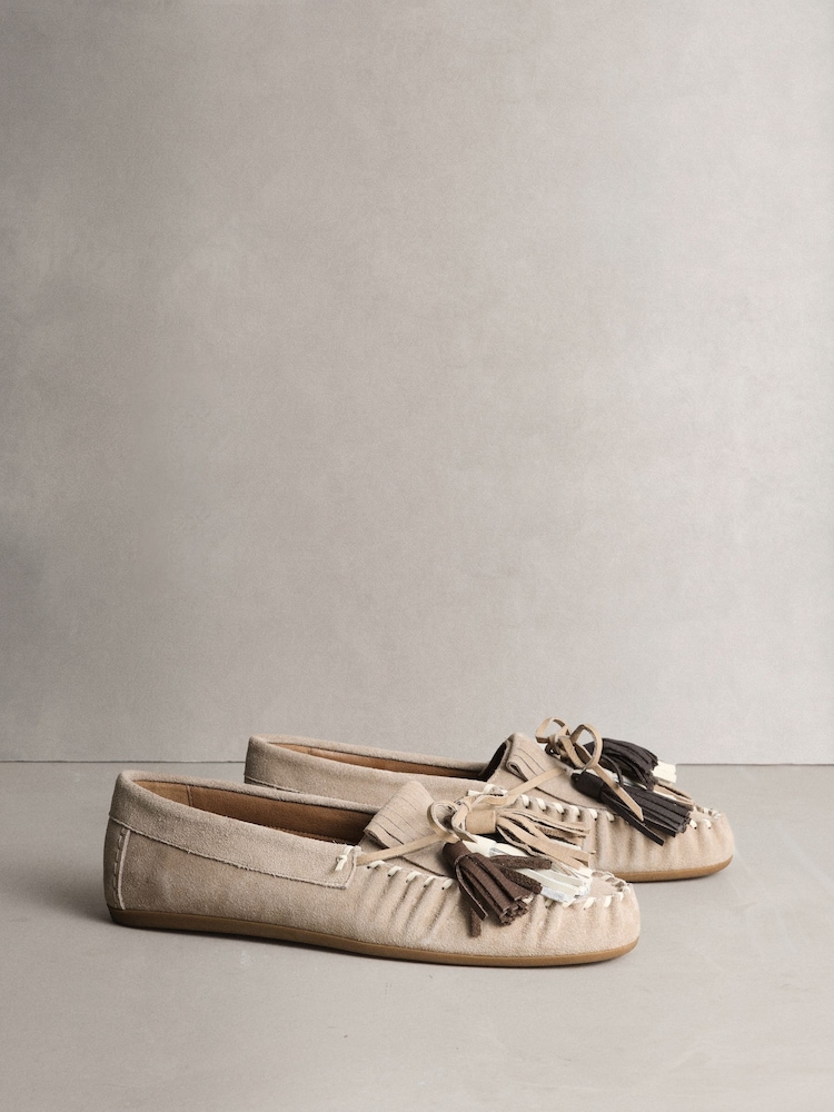Sand N.Premium Suede Leather Tassel Moccasins - Image 2 of 3