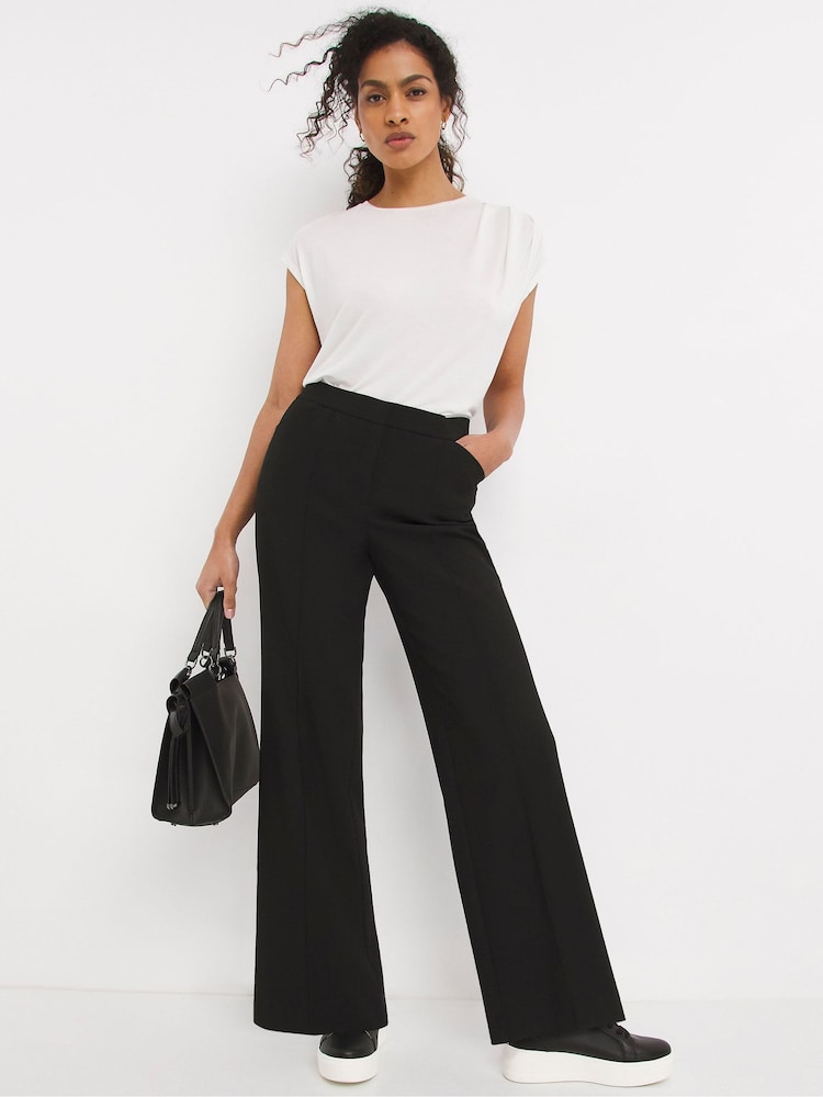 JD Williams Black Regular Length Magisculpt Wide Leg Trousers - Image 1 of 4