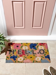 Multi Floral Poppy Hello Doormat - Image 1 of 6