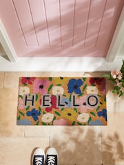 Multi Floral Poppy Hello Doormat - Image 4 of 6