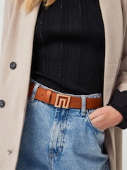 Tan Brown Monogram Buckle Belt - Image 2 of 4
