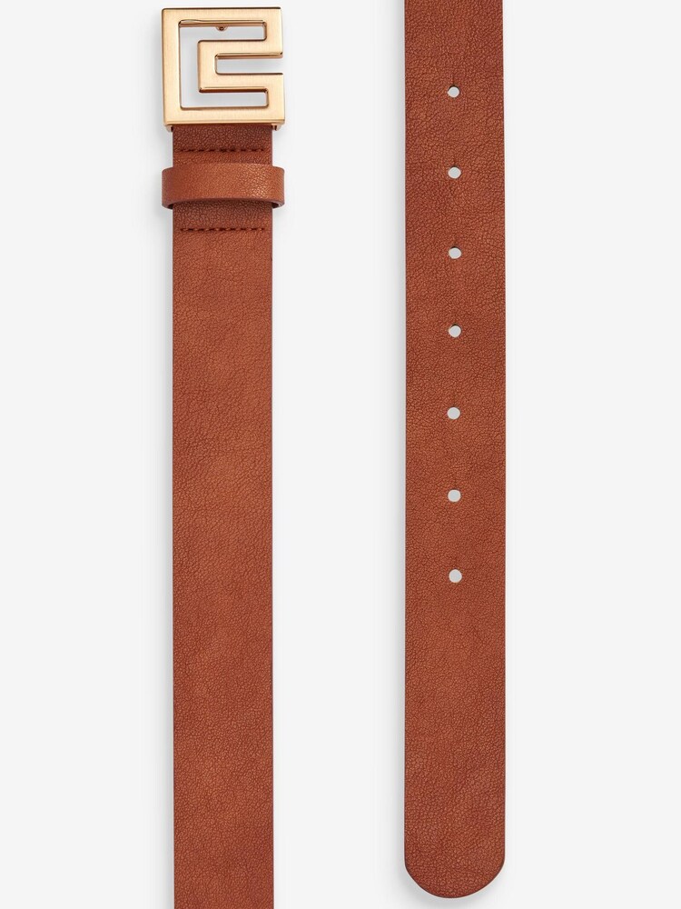 Tan Brown Monogram Buckle Belt - Image 4 of 4