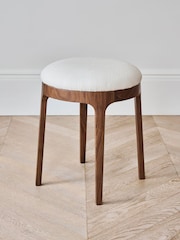 Jasper Conran London Off White Belgrave Walnut Stool - Image 1 of 5