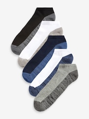 Blue/Grey 5 Pack Cushioned Trainers Socks - Image 1 of 6