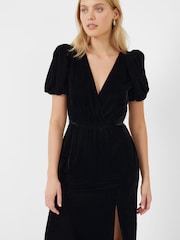 French Connection Ilavia Black Velvet Long Dress - Image 3 of 5