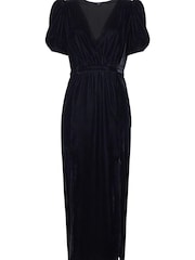 French Connection Ilavia Black Velvet Long Dress - Image 5 of 5
