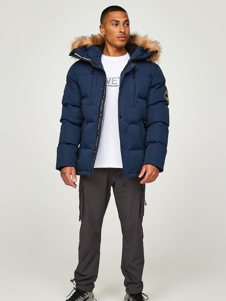 Zavetti Canada Mens Oshawa 2.0 Puffer Parka Jacket with Detachable Faux Fur - Image 2 of 8