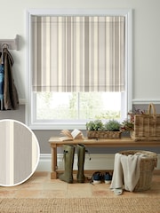 Laura Ashley Grey Awning Stripe Made To Measure Roman Blind - Image 1 of 6
