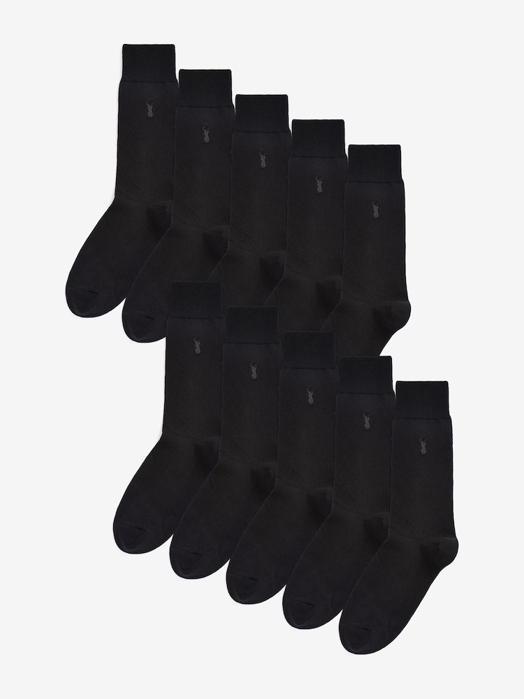 Black Stag 10 Pack Multi Stag Lasting Fresh Embroidered Socks - Image 2 of 3