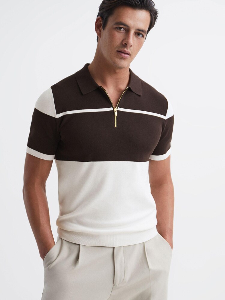 Polo color block de corte slim con media cremallera Rome de Reiss - Imagen 1 de 6 Polo color block de corte slim con media cremallera Rome de Reiss - Imagen 1 de 6