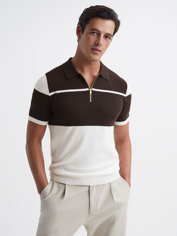Polo color block de corte slim con media cremallera Rome de Reiss - Imagen 6 de 6