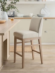 Tailored Linen Look Oyster Natural Norbury Collection Luxe Kitchen Bar Stool - Image 1 of 8