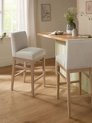 Tailored Linen Look Oyster Natural Norbury Collection Luxe Kitchen Bar Stool - Image 2 of 8