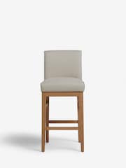 Tailored Linen Look Oyster Natural Norbury Collection Luxe Kitchen Bar Stool - Image 3 of 8