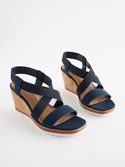 Marineblau/blau - Forever Comfort® Schuhe mit Keilabsatz und elastischem, überkreuztem Design - Bild 3 von 8