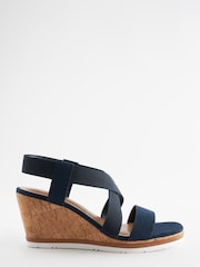 Marineblau/blau - Forever Comfort® Schuhe mit Keilabsatz und elastischem, überkreuztem Design - Bild 4 von 8
