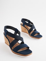 Marineblau/blau - Forever Comfort® Schuhe mit Keilabsatz und elastischem, überkreuztem Design - Bild 5 von 8