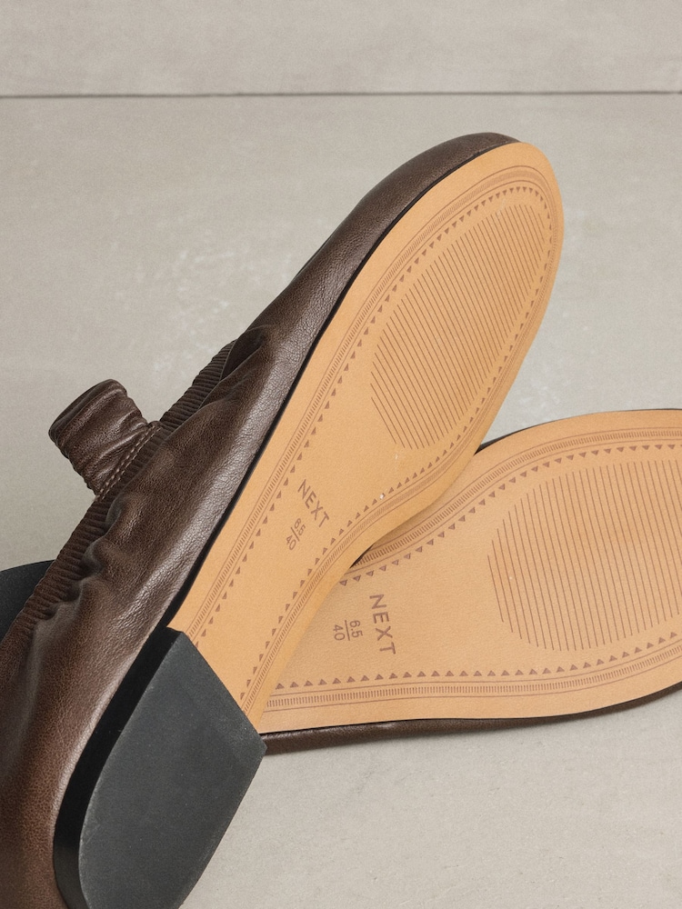 Brown N. Premium Leather Ruched Mary Janes Shoes - Image 5 of 5