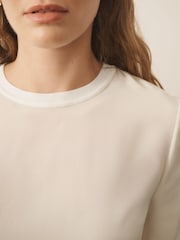 CERENE Lilian Ivory Silk Mesh Trim T-Shirt - Image 4 of 11