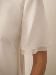 CERENE Lilian Ivory Silk Mesh Trim T-Shirt - Image 6 of 11