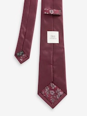 Burgundy Red Silk Tie And Pocket Square Set - Image 3 of 5