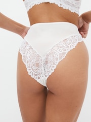 White Lace High Waist High Leg Knickers - Image 3 of 5