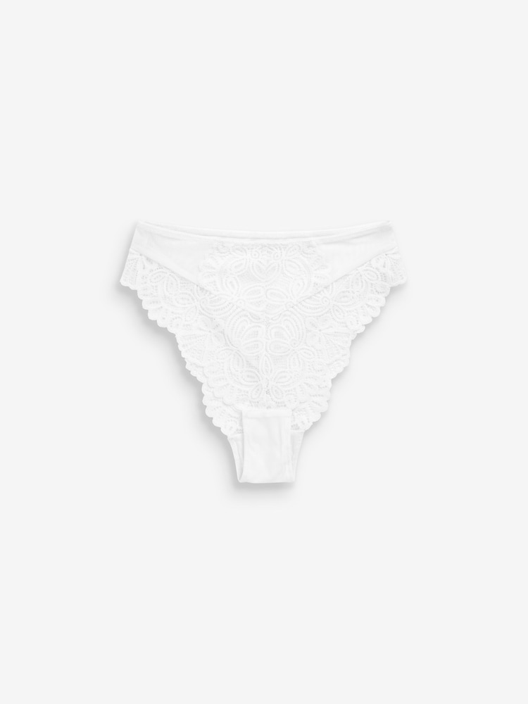 White Lace High Waist High Leg Knickers - Image 5 of 5