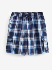 Blue Check Cargo Swim Shorts - Image 6 of 7